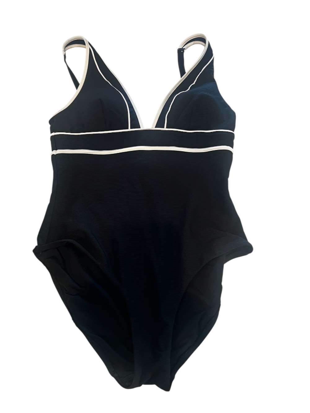 Sporty Sea Level Australia Ribbed/ Deep V Black One-Piece Swimsuit Size 8